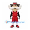 Cowboy Mascot Costume with Gray Hat and Red Basketball Uniform