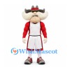 Cowboy Mascot Costume with Gray Hat and White Basketball Uniform