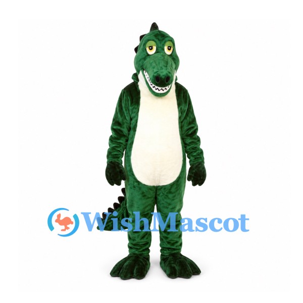 Crocodile Mascot Costume in Dark Green with Cream Belly