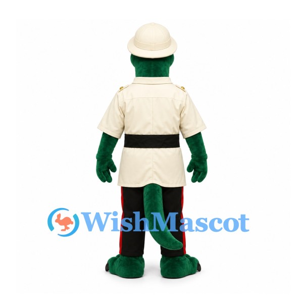 Dinosaur Mascot Costume with Cream Military Tunic and Cap