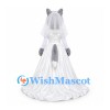 Wolf Bride Mascot Costume with White Wedding Gown and Veil