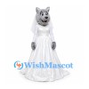 Wolf Bride Mascot Costume with White Wedding Gown and Veil