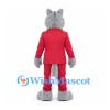Wolf Mascot Costume with Red Suit and White Tie