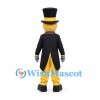 Gentleman Mascot Costume with Black Tailcoat and Yellow Waistcoat