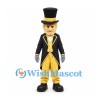 Gentleman Mascot Costume with Black Tailcoat and Yellow Waistcoat