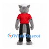 Wolf Mascot Costume with Red Sports Shirt and Black Pants