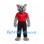 Wolf Mascot Costume with Red Sports Shirt and Black Pants