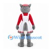 Wolf Mascot Costume with White Apron Dress and Red Blouse