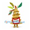 Tiki Monster Mascot Costume with Gold Layered Body and Colorful Spikes