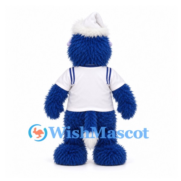 Monster Mascot Costume in Blue with White Sports Shirt