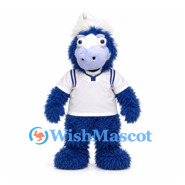 Monster Mascot Costume in Blue with White Sports Shirt
