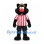 Cat Mascot Costume in Black with Red Nose and Striped Soccer Shirt