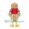 Eagle Mascot Costume with Layered Tan Feathers and Red Sports Shirt