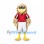 Eagle Mascot Costume with Layered Tan Feathers and Red Sports Shirt