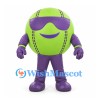 Tennis Ball Mascot Costume in Green with Purple Sunglasses