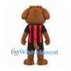 Dog Mascot Costume with Red Black Striped Soccer Uniform