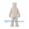 Bear Mascot Costume in Cream with Long Fur and Black Paw Pads