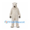 Bear Mascot Costume in Cream with Long Fur and Black Paw Pads