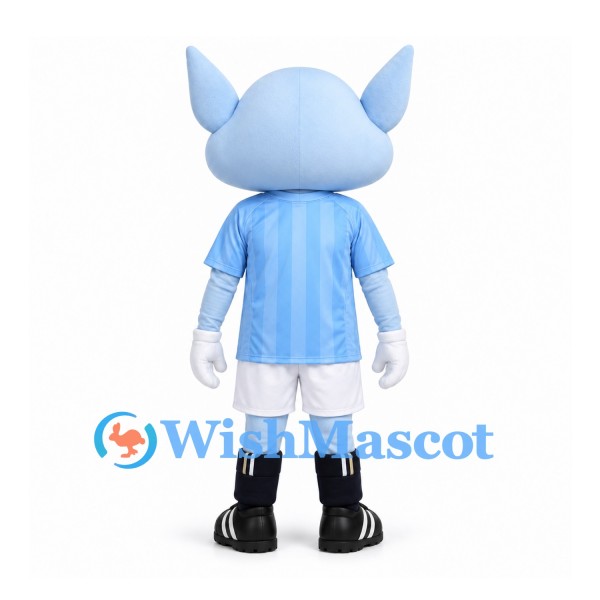 Alien Mascot Costume in Pale Blue with White Shorts and Black Shoes