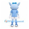 Alien Mascot Costume in Pale Blue with White Skirt and Blue Bow