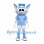 Alien Mascot Costume in Pale Blue with White Skirt and Blue Bow