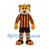 Tiger Mascot Costume with Orange Black Striped Soccer Uniform