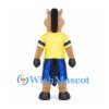Horse Mascot Costume with Yellow Sports Shirt and Blue Shorts