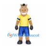 Horse Mascot Costume with Yellow Sports Shirt and Blue Shorts