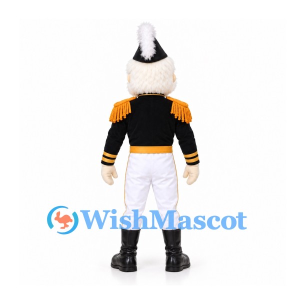 Man Mascot Costume with Black Soldier Jacket and White Pants