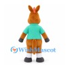 Horse Mascot Costume in Brown with Turquoise Shirt