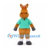 Horse Mascot Costume in Brown with Turquoise Shirt