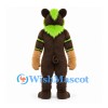 Panther Mascot Costume in Brown with Lime Green Hair and Stripes