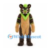 Panther Mascot Costume in Brown with Lime Green Hair and Stripes