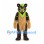 Panther Mascot Costume in Brown with Lime Green Hair and Stripes