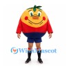 Orange Mascot Costume with Red Shirt and Navy Shorts