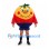 Orange Mascot Costume with Red Shirt and Navy Shorts