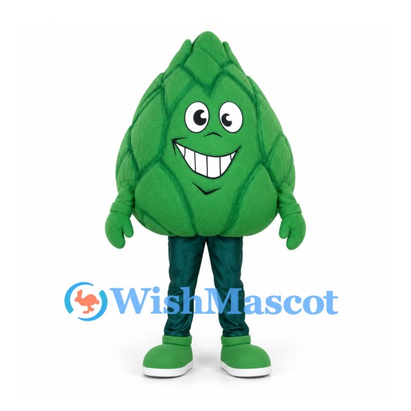 Hop Cone Mascot Costume in Green with Layered Leaf Body