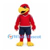 Eagle Mascot Costume in Red with Red Sports Shirt and Navy Shorts