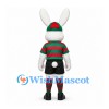 Rabbit Mascot Costume with Red Green Striped Soccer Shirt