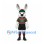 Rabbit Mascot Costume with Red Green Striped Soccer Shirt