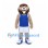 Lion Mascot Costume with Blue Basketball Shirt and White Shorts