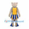 Lioness Mascot Costume with Yellow Blue Cheerleader Uniform