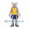 Lioness Mascot Costume with Yellow Blue Cheerleader Uniform