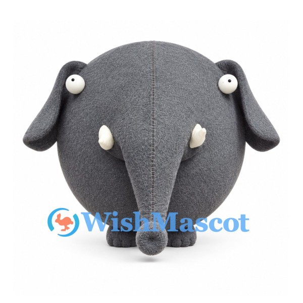 Elephant Mascot Costume in Gray with Round Body and Small Tusks
