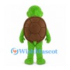 Turtle Mascot Costume in Green with Yellow Belly and Brown Shell
