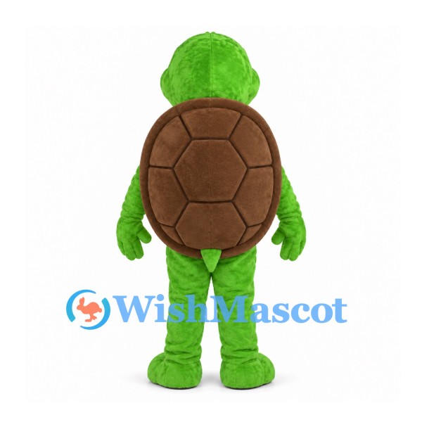 Turtle Mascot Costume in Green with Yellow Belly and Brown Shell