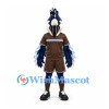 Blue Jay Mascot Costume with Brown Sports Shirt and Feathered Wings
