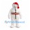 Snowman Mascot Costume with Red Cap and Multicolored Waist Scarf