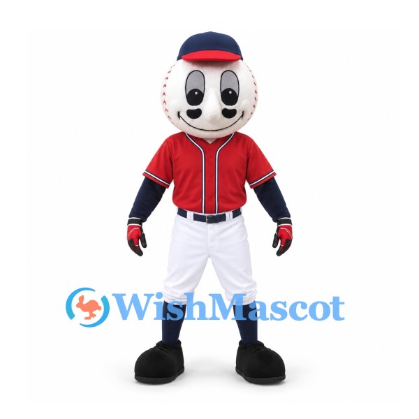 Baseball Mascot Costume with Red Jersey and White Pants