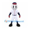 Baseball Mascot Costume with White Uniform and Navy Cap